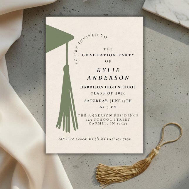 Green Tassel High School Graduation Party Inbjudningar (Green Tassel High School Graduation Party Invitation)