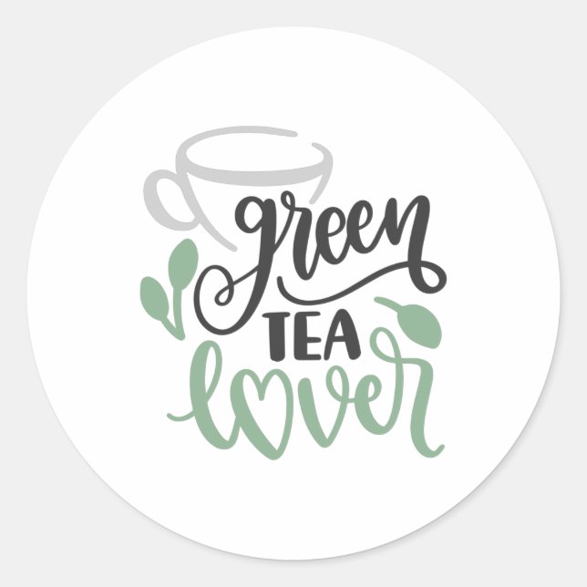 Green tea lover runt klistermärke (Framsida)