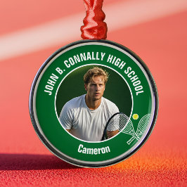 Green Tennis Player Photo High School Christmas Julgransprydnad Metall