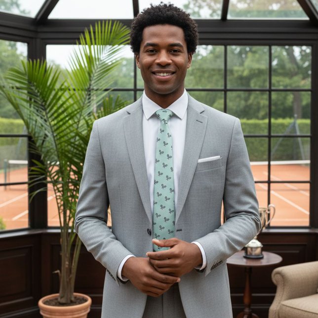 Green tennis tie, racket tie, funny wedding tie slips (Skapare uppladdad)