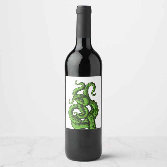 Green Tentacles Vinflaska Etikett (Framsida)