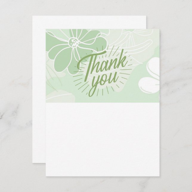 Green Thank You Note - Flat - Blank One Side Anteckningskort (Fram/baksida)