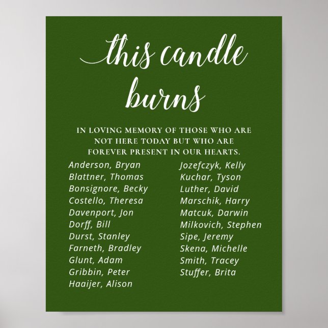 Green This Candle Burns Class Reunion Memorial Poster (Framsidan)