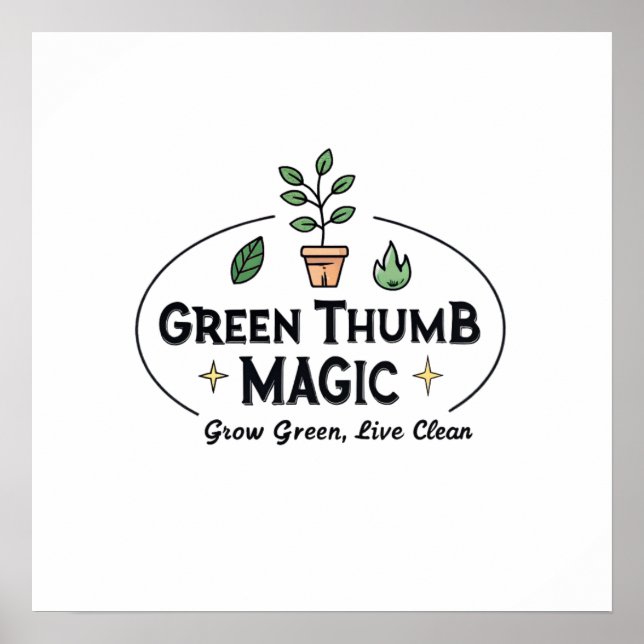 Green Thumb Magic | Urban Gardening T-Shirt Poster (Framsidan)