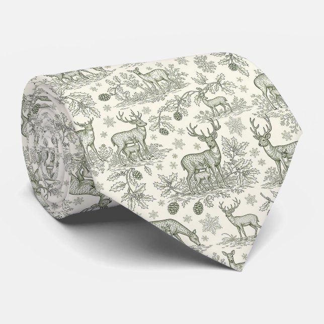 Green Toile Woodland Deer Christmas Pattern (3) Slips (Rullad)
