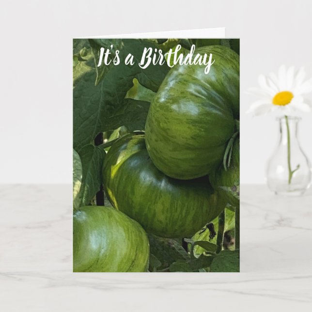GREEN TOMATO VEGETABLE GARDEN BIRTHDAY CARD KORT (Liten växt)