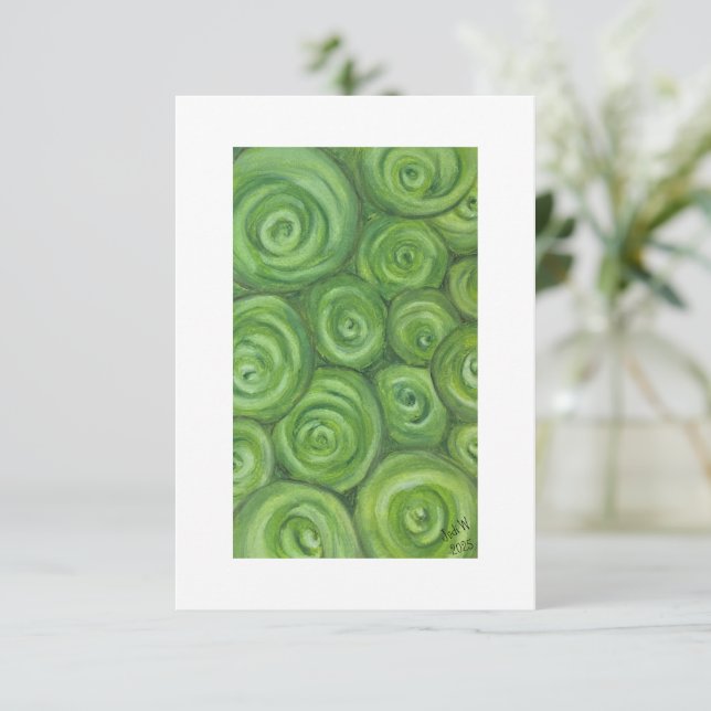 Green toned roses - hand-drawn original art. tack kort (Stående Fram)