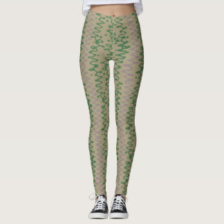 green tones geometric pattern with triangles leggings