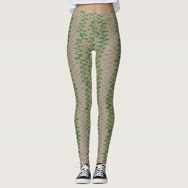 green tones geometric pattern with triangles leggings (Framsida)