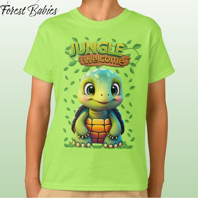 Green Tortoise Cute Turtle Animal Cartoon Graphic T Shirt (Cute Green Tortoise Wildlife Animal Character T-shirt Jungle Welcome Turtle Cartoon Graphic Tee 🐢)