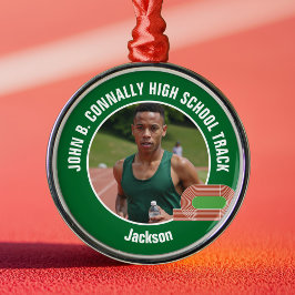 Green Track & Field Photo High School Christmas Julgransprydnad Metall