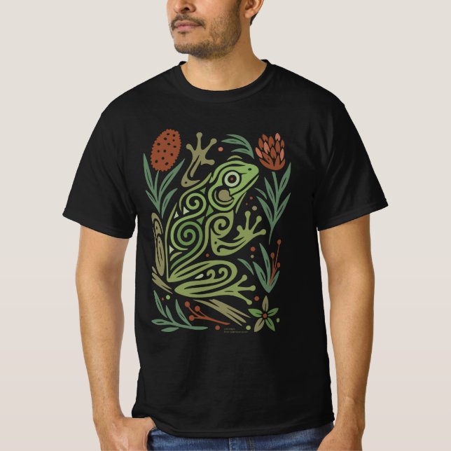 Green Tree Frog Australian Wildlife Tattoo Art T Shirt (Framsida)