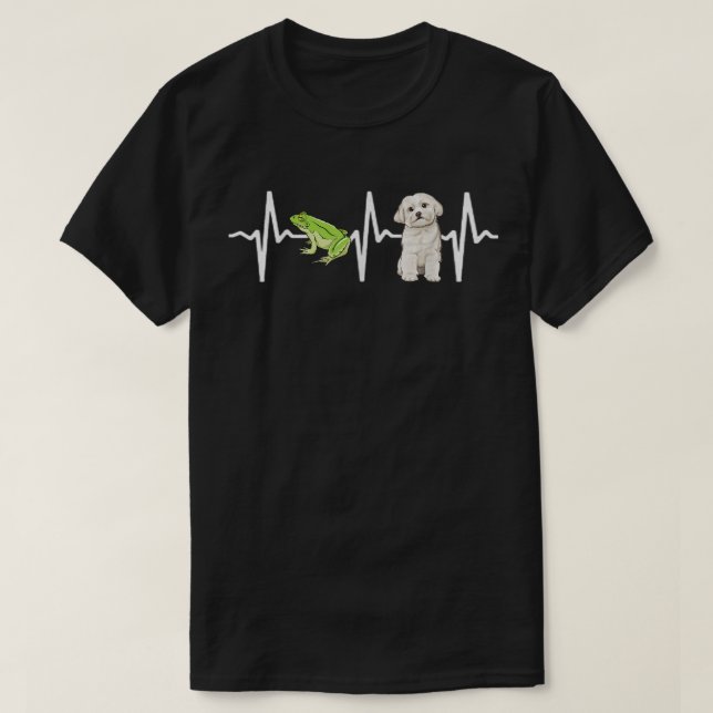 Green Tree Frog Maltese Heartbeat Dog Lover  T Shirt (Design framsida)