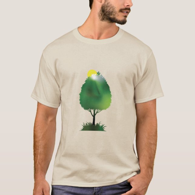 Green Tree Sunrise Nature Growth Eco Lover T-Shirt (Framsida)