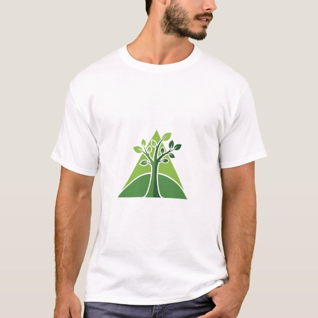 Green Tree Triangle Nature Lover Minimalist Tee (Framsida)