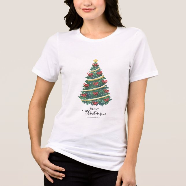 Green Tree with Red Bows T Shirt (Framsida)
