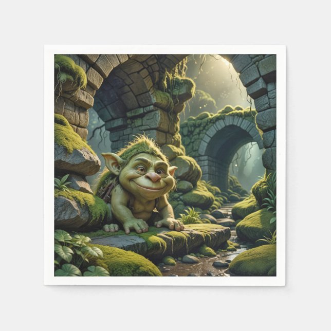 Green Troll Under a Stone Bridge Pappersservett (Framsidan)