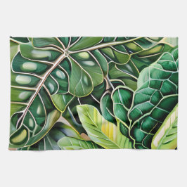 Green Tropical Leaves Housewarming Gift Kökshandduk