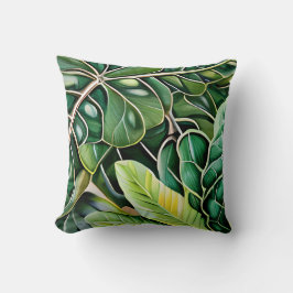 Green Tropical Leaves Housewarming Gift Kudde