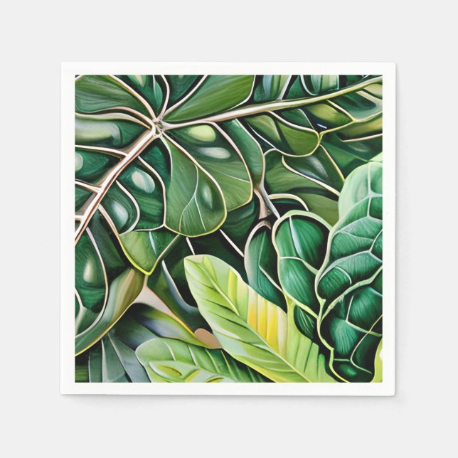 Green Tropical Leaves Housewarming Gift Pappersservett (Framsidan)