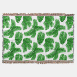 Green Tropical Palm Fronds on White Filt