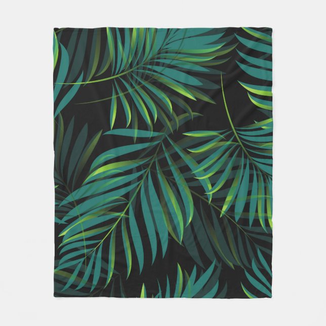 Green tropical palm leaves. Seamless pattern graph Fleecefilt (Framsidan)
