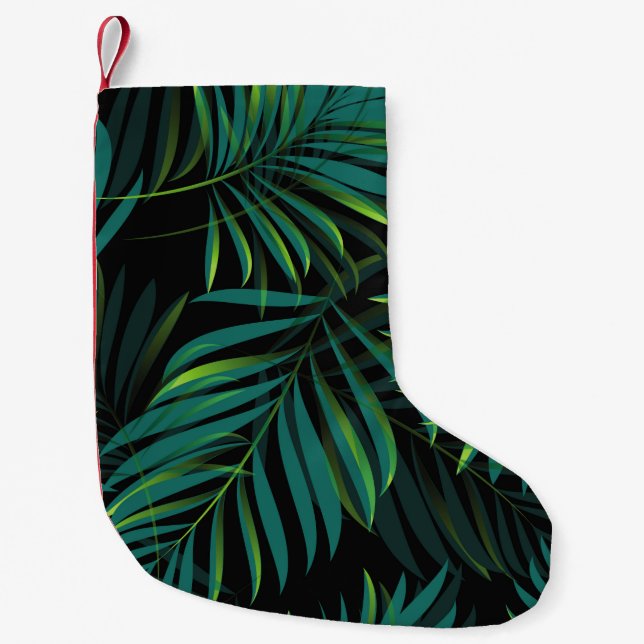 Green tropical palm leaves. Seamless pattern graph Liten Julstrumpa (Framsidan)