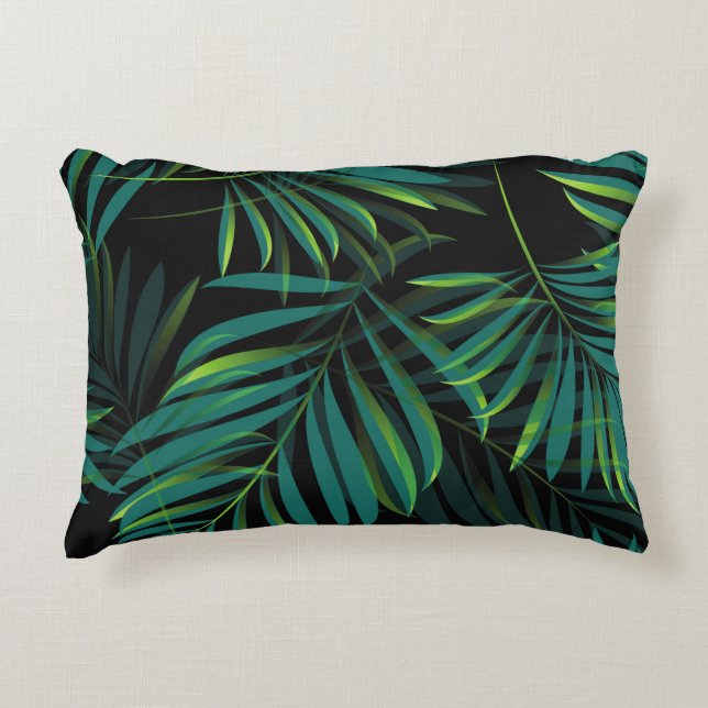 Green tropical palm leaves. Seamless pattern graph Prydnadskudde (Framsidan)