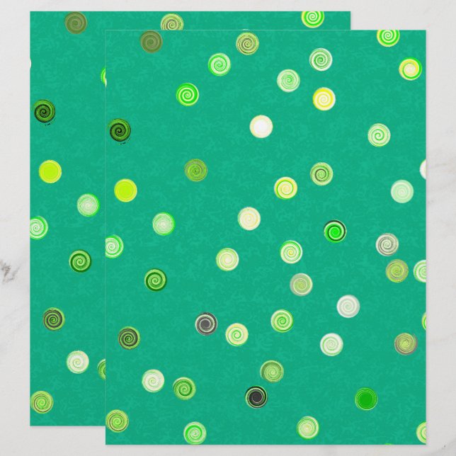 Green Twisty Polka Dot Spiral 2-Sided Scrap Paper (Fram/baksida)