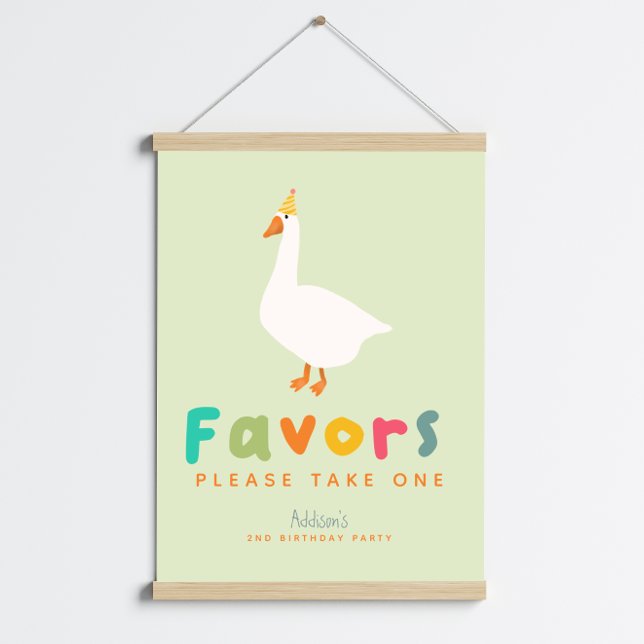 Green Two Silly Goose 2nd Birthday Favor Sign Poster (Skapare uppladdad)