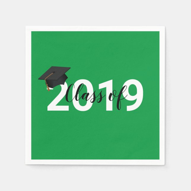 Green Typography Examenklass 2019 Pappersservett (Framsidan)