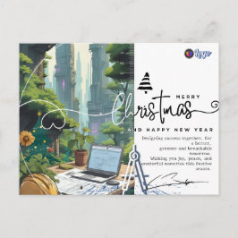 Green Urban Architect Minimalist Christmas Vykort