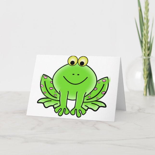 Green_Valentine_Frog_with_pink_hearts.png Helgkort (Framsida)