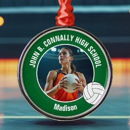 Green Volleyball Player Photo Christmas Gift Julgransprydnad Metall