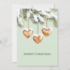 Green Warm Creamy Caramel Hearts Christmas Tree  Kort