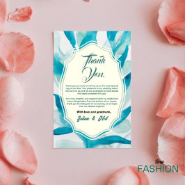 Green Watercolor Simple Wedding  Tack Kort