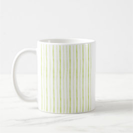 Green Watercolor Stripes and Rose Flower Kaffemugg
