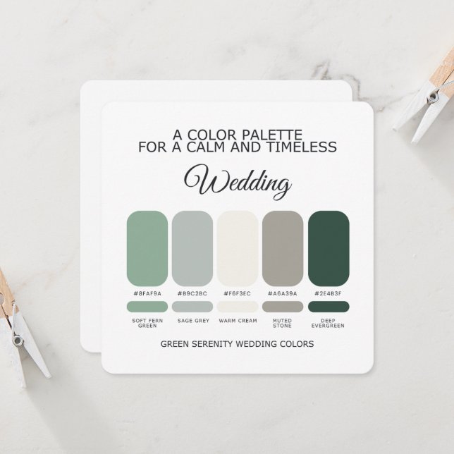 Green Wedding Color Palette Card Inbjudningar (Fram/Back In Situ)