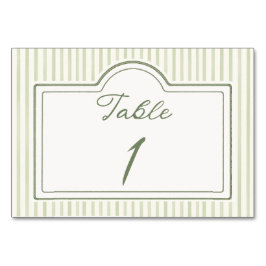 Green Wedding Striped Table Card Bordsnummer