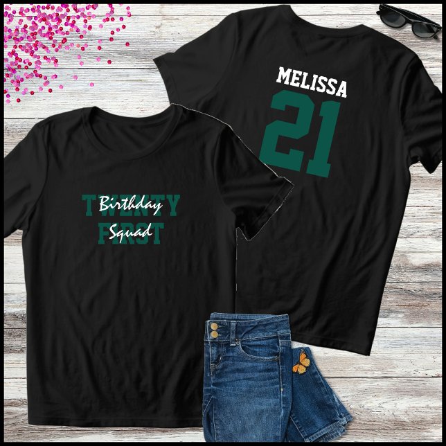 Green & White Birthday Squad 21st Birthday T Shirt (Skapare uppladdad)