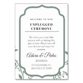 Green & White Elegant Wedding Bordsnummer