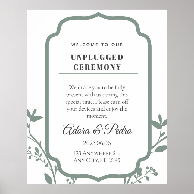 Green & White Elegant Wedding Poster (Framsidan)