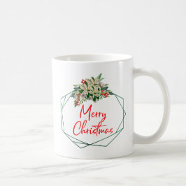 Green White Floral Merry Christmas Coffee Mug  Kaffemugg