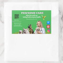 Green White Pet Store Sign Dogs, Cats, Birds Vet  Rektangulärt Klistermärke