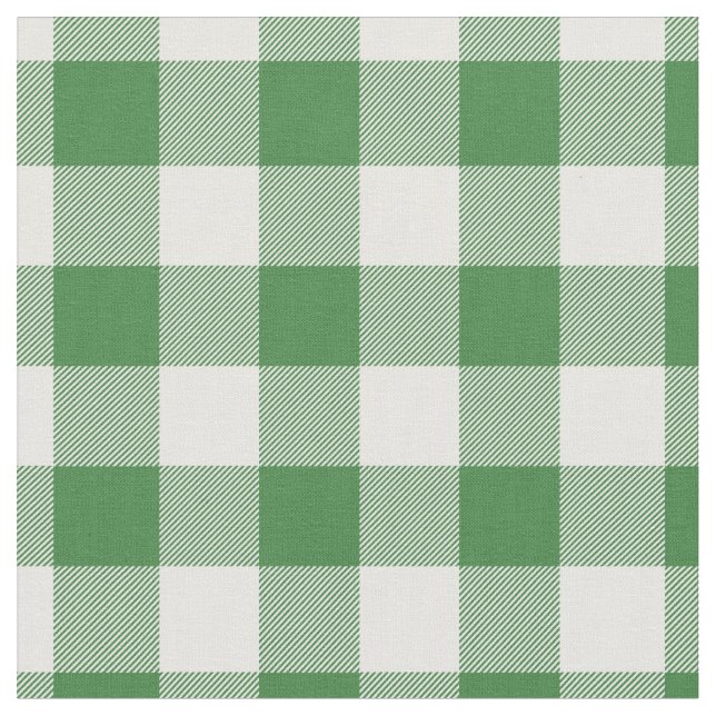 Green & White Plaid Gingham Tyg (Närbild)