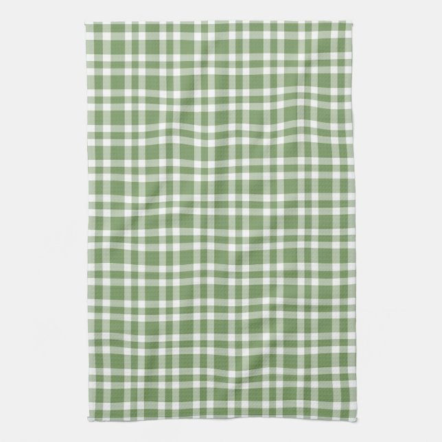 Green White Plaid Pattern Kökshandduk (Vertikal)
