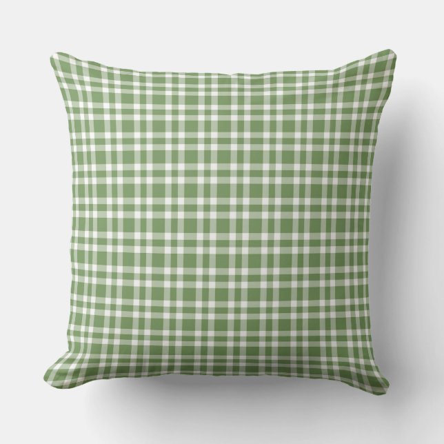Green White Plaid Pattern Kudde (Framsida)