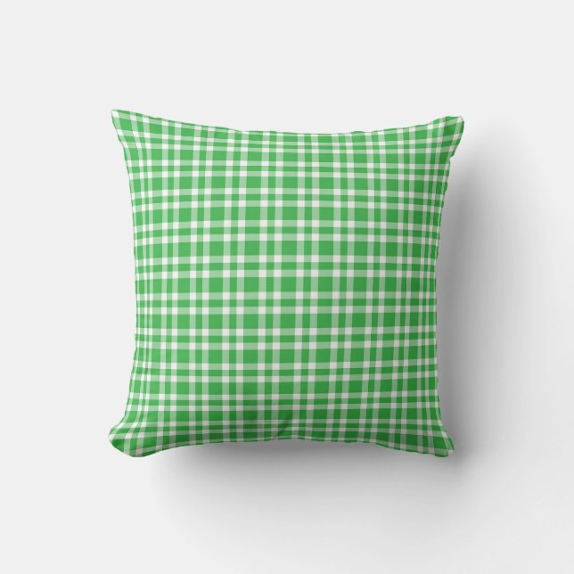 Green White Plaid Pattern Kudde (Framsida)