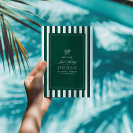 Green & White Striped Last Swing Before the Ring Inbjudningar