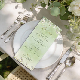 Green Wildflower Bridal Shower Menu Meny